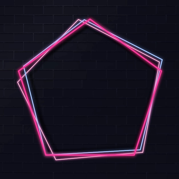 Pentagon neon frame on a dark background