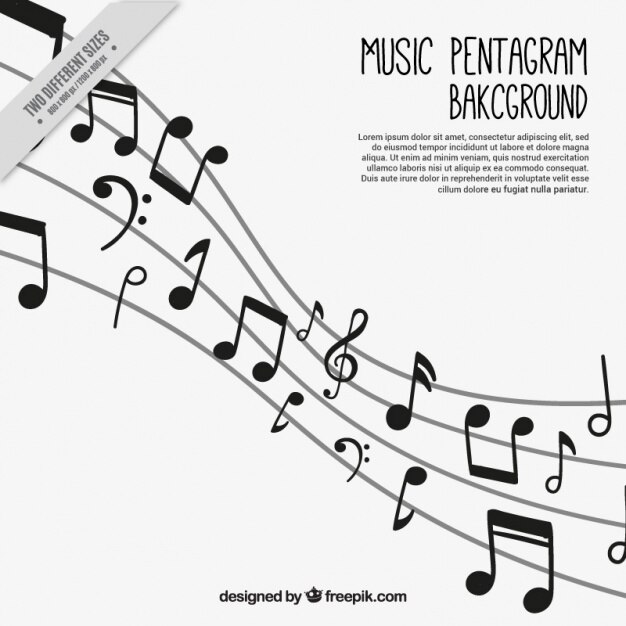 Free Vector pentagram background with musical notes
