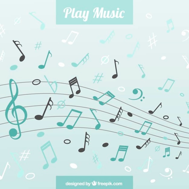 Free vector pentagram background with musical notes