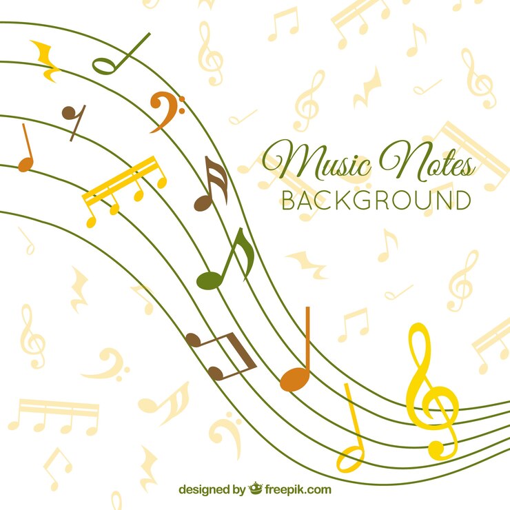 Free Vector pentagram background with musical notes