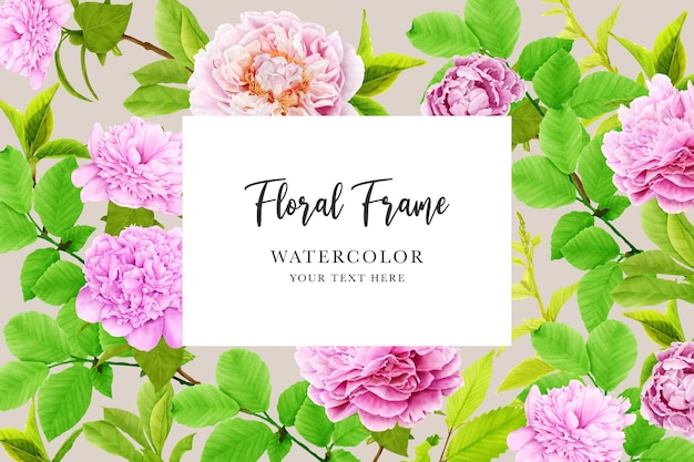 Free vector peonies floral background and frame card design