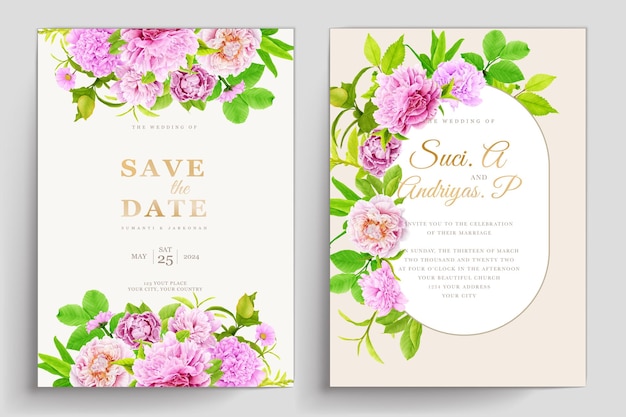 peonies floral background and frame card design