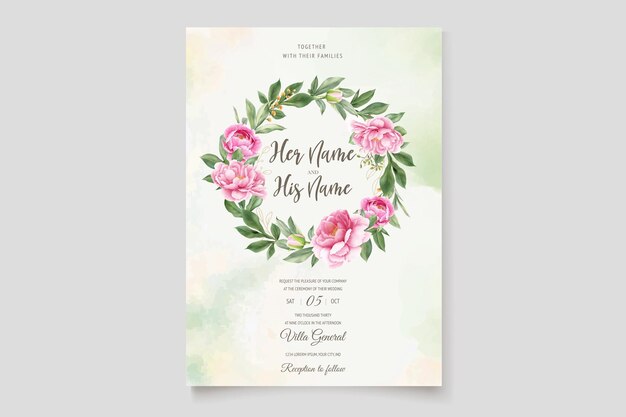 peonies floral invitation card set