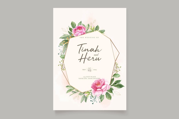 peonies floral invitation card set