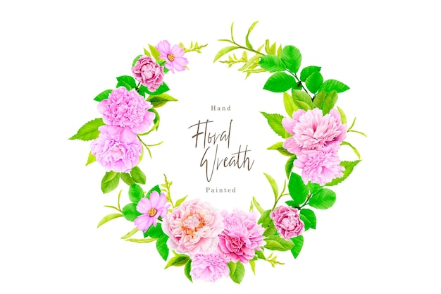 Free vector peonies floral wreath arrangement card design