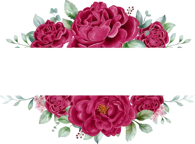 Vettore gratuito peonie cornice floreale marrone rossiccio invito a nozze cornice floreale con foglie di peonie e bacche isolate su sfondo bianco per la stampa di carte di design e inviti