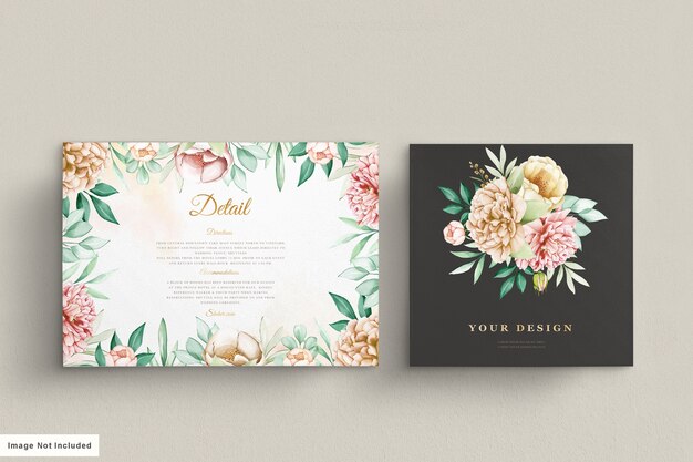 牡丹の結婚式の招待カードセット