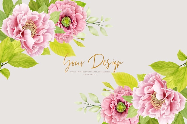 Free vector peonies wreath border and frame design