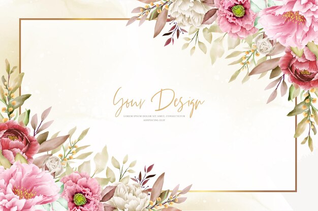 peony floral background and frame design