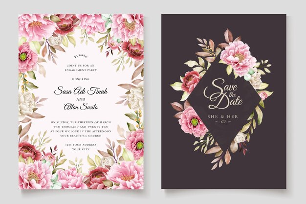 peony floral frame and background design