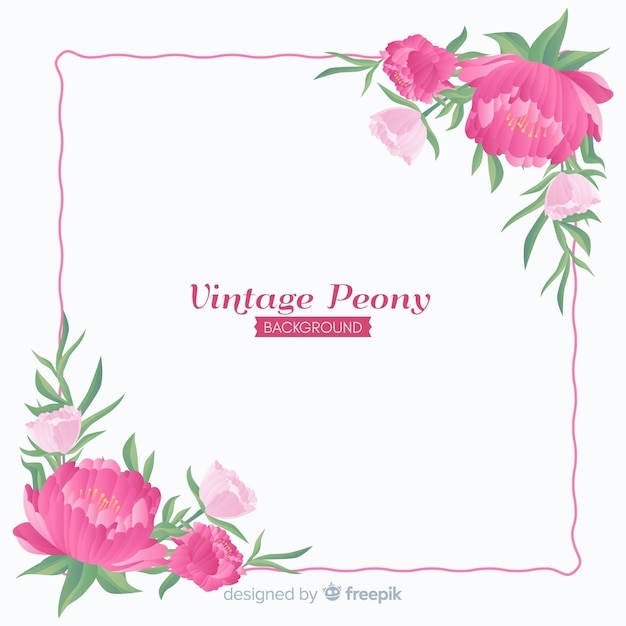 Free vector peony flower background in retro style