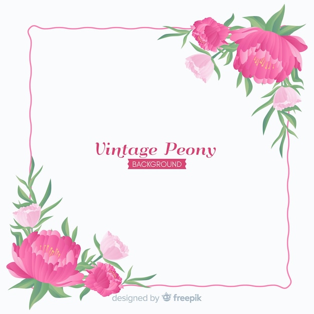 Peony flower background in retro style