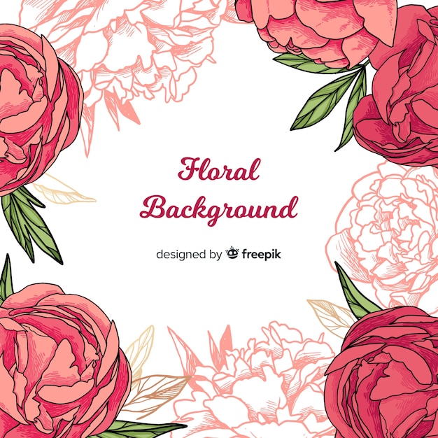 Free vector peony flowers background concept