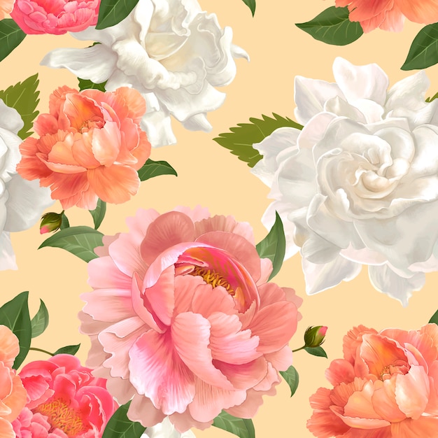 Peony patterned wallpaper