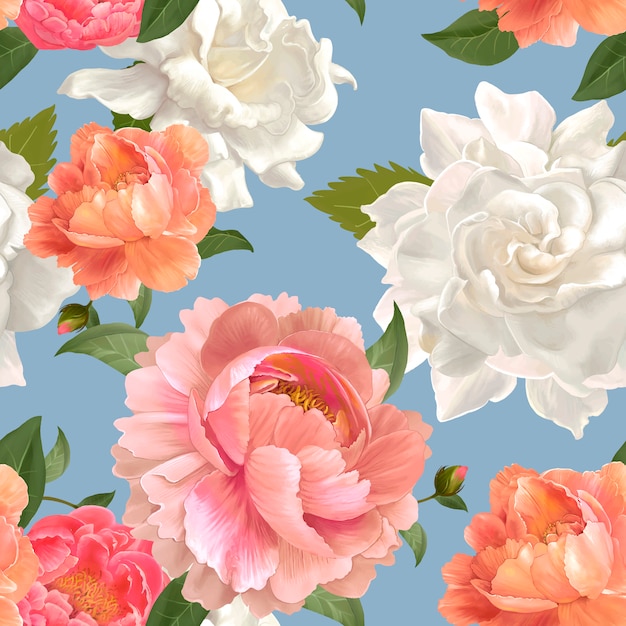 Peony patterned wallpaper