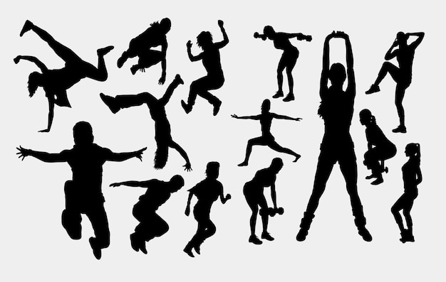 People action silhouette Premium Vector