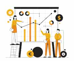 Free vector people analyzing growth charts