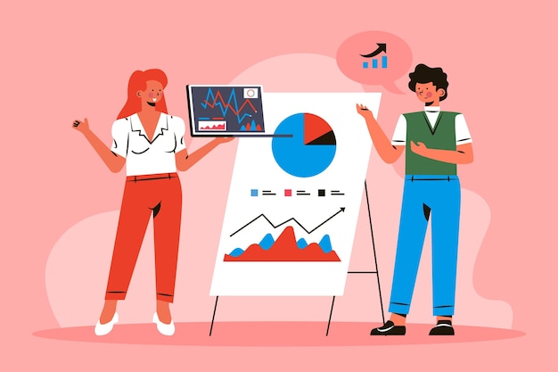 Free vector people analyzing growth charts