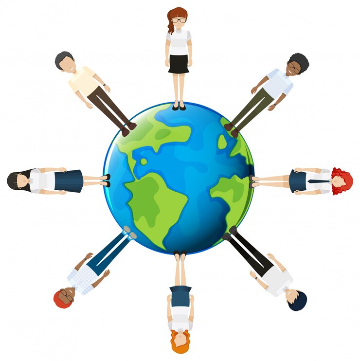 Free Vector people around the globe