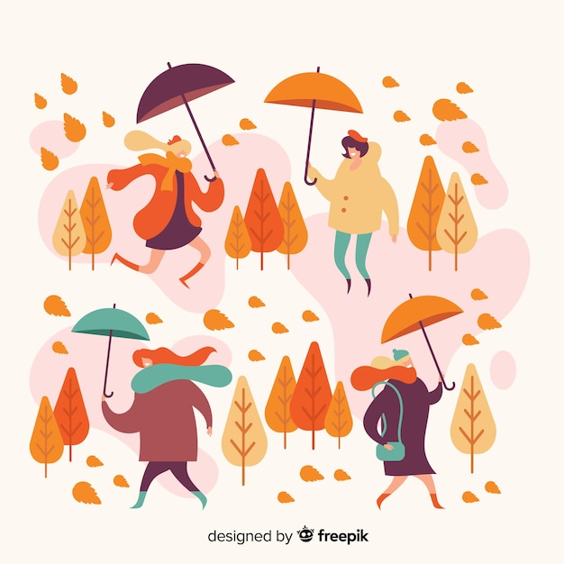 People in the autumn park illustration