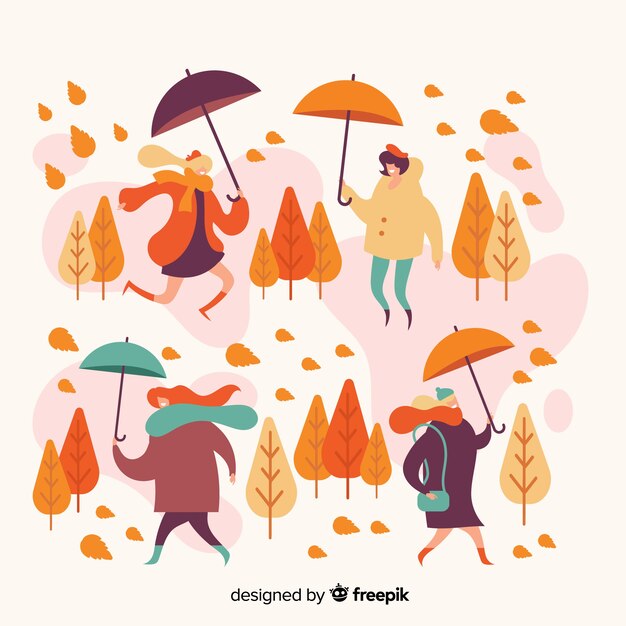People in the autumn park illustration