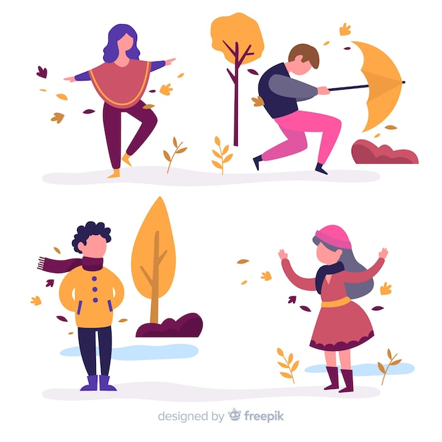 Free vector people in the autumn park