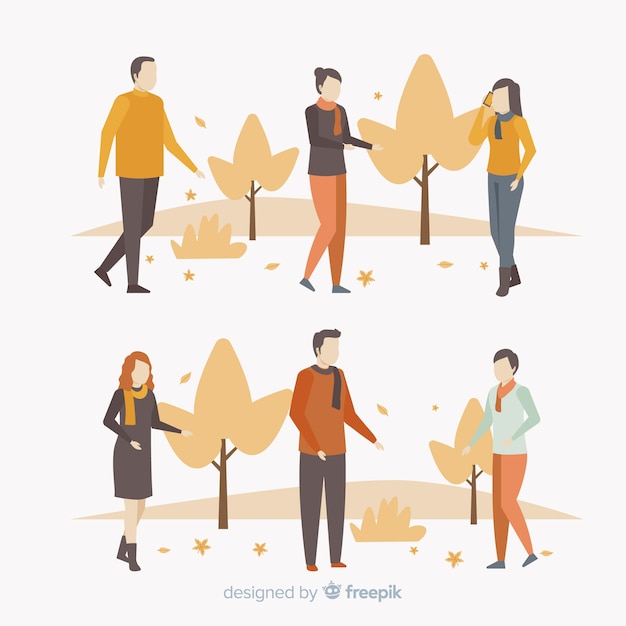 Free vector people in the autumn park