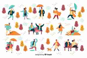 Free vector people in the autumn park