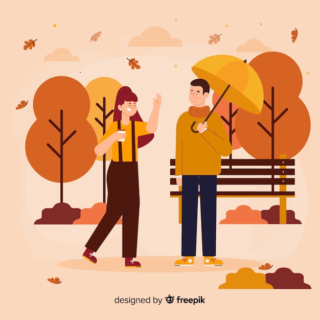 Free vector people in the autumn park