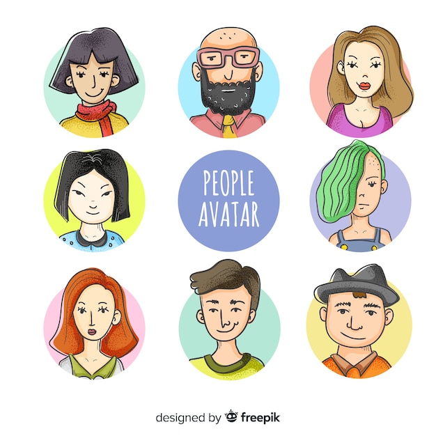 People avatar collection hand drawn