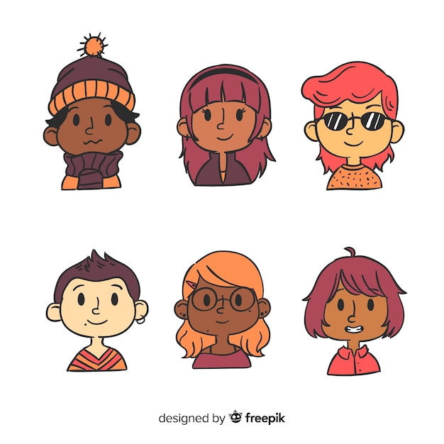 People avatar pack in hand drawn design