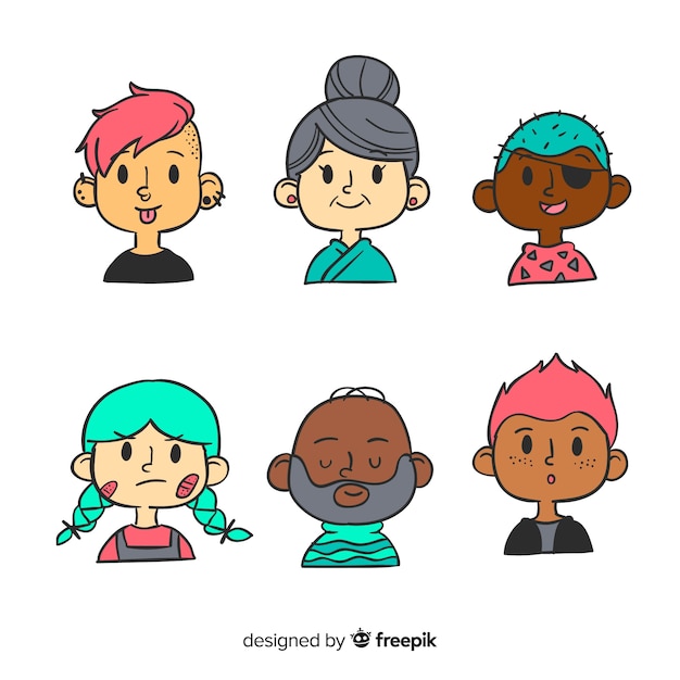 People avatar stack in hand drawn design