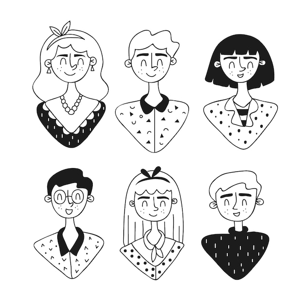 Free vector people avatars hand drawn design