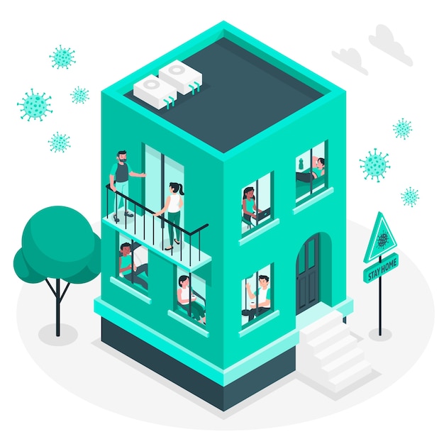 Free vector people on balconies/windows concept illustration