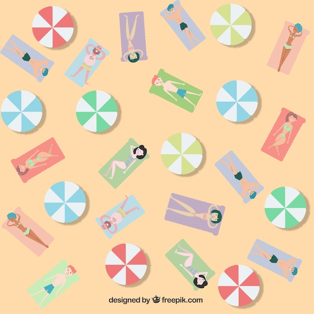 Free vector people on the beach pattern with flat design