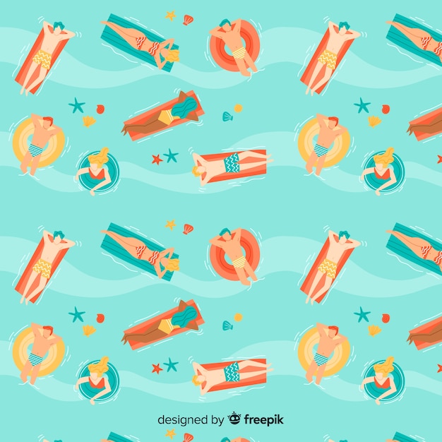 Free vector people at the beach pattern