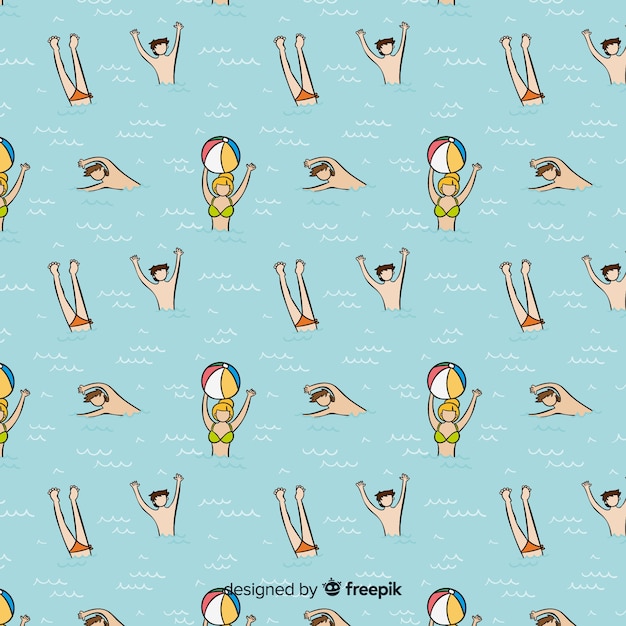 Free vector people at the beach pattern