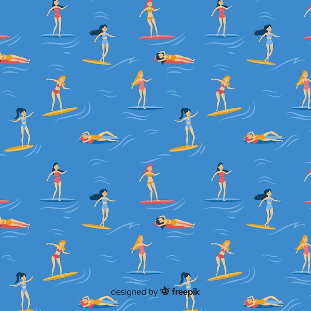 Free vector people at the beach pattern