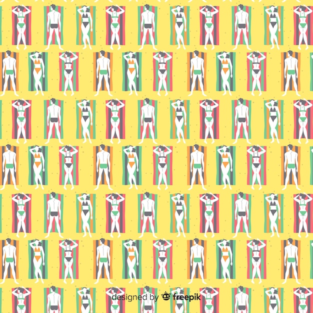 Free vector people at the beach pattern