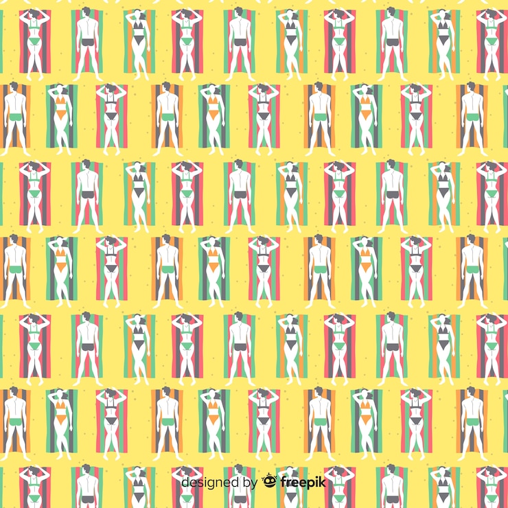 Free Vector people at the beach pattern