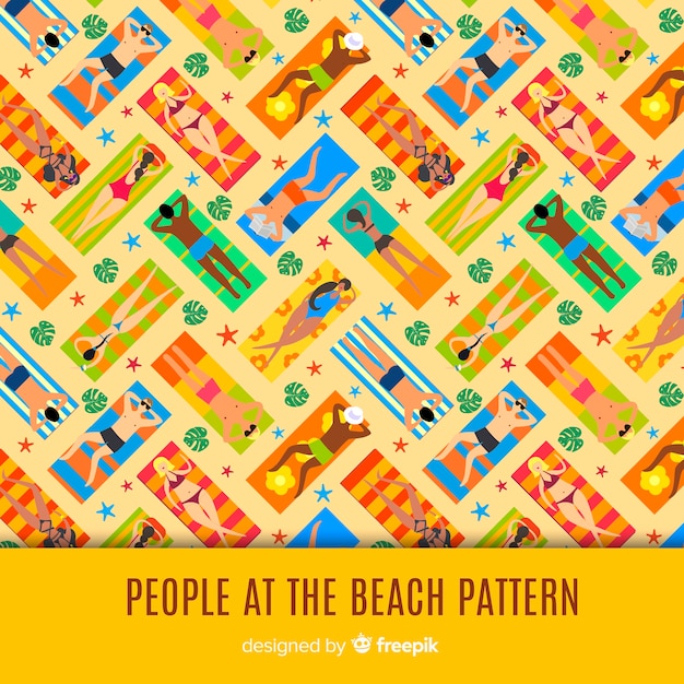 Free vector people at the beach pattern