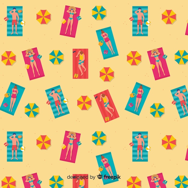 Free vector people at the beach pattern