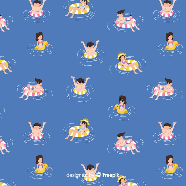 Free vector people at the beach pattern