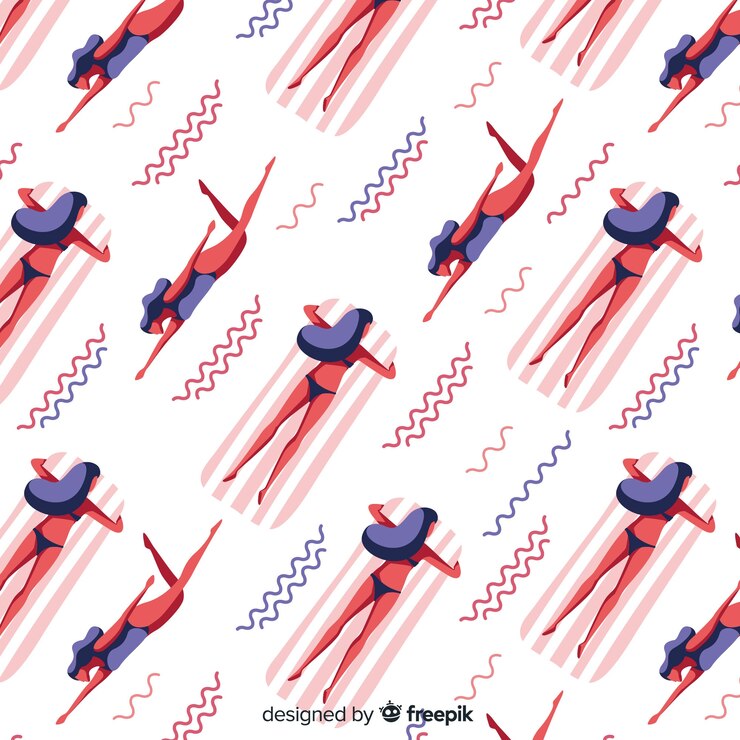 Free Vector people at the beach pattern
