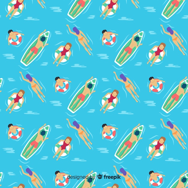 Free vector people at the beach pattern