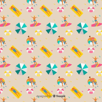 Free Vector | People at the beach pattern