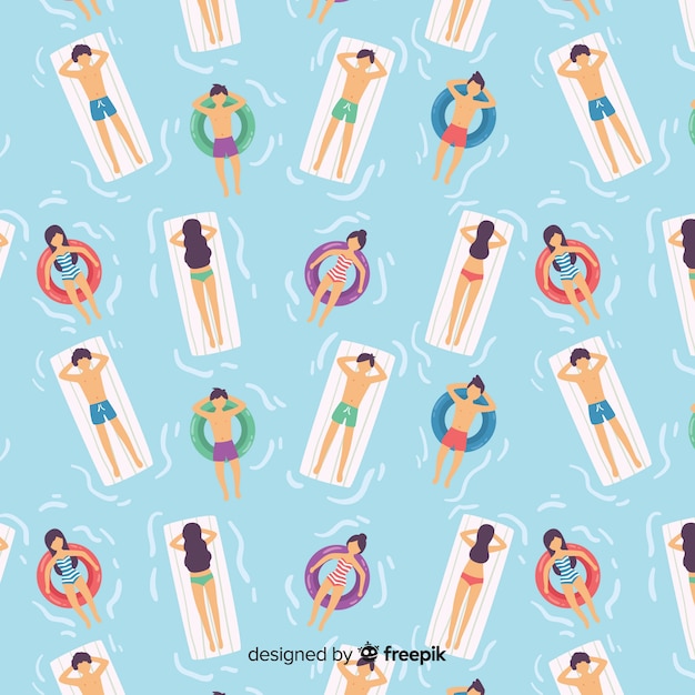 Free vector people at the beach pattern