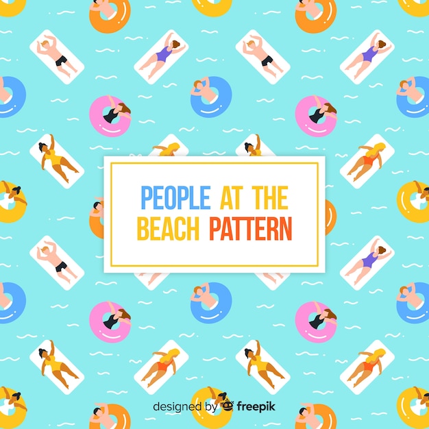 Free vector people at the beach pattern