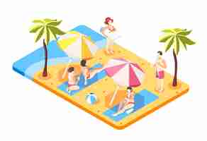 Free vector people in the beach. summer vacation