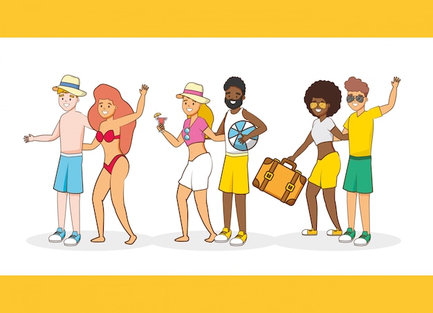 Free vector people beach vacations